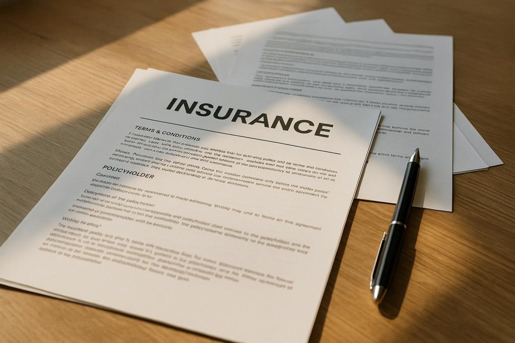 Open insurance papers for motor vehicle accidents on a desk with a pen.