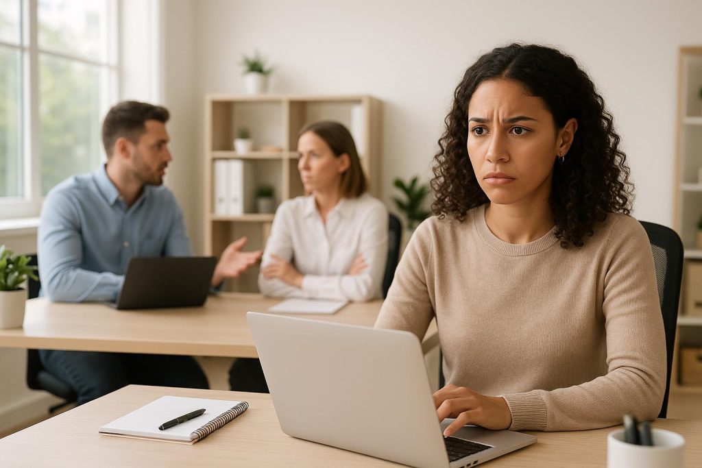 Office scene indicating workplace unfairness under employment law.